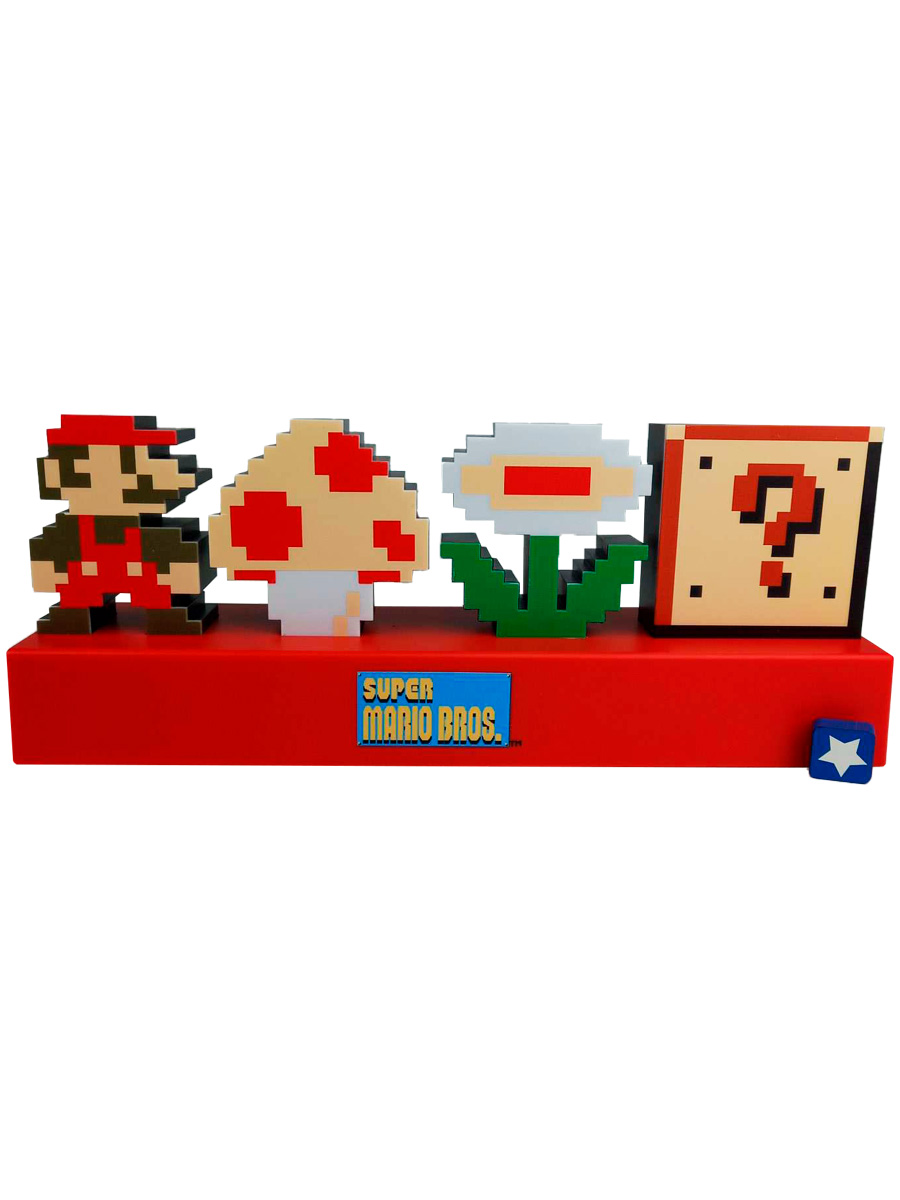 Светильник ночник Марио Mario гриб растение пиранья блок usb 3 режима 30х12 см