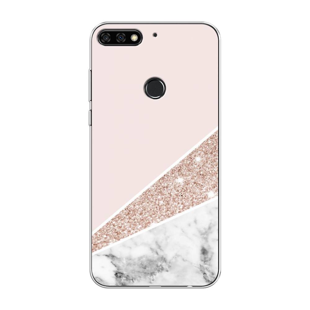 

Чехол на Honor 7C Pro/Huawei Y7 Prime 2018/Nova 2 Lite "Блестящий розовый мрамор", 65550-3