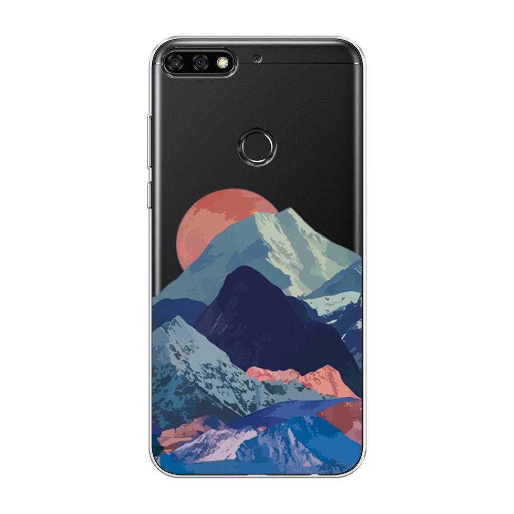 

Чехол на Honor 7C Pro/Huawei Y7 Prime 2018/Nova 2 Lite "Закат в снежных горах", Красный;серый;голубой, 65550-2