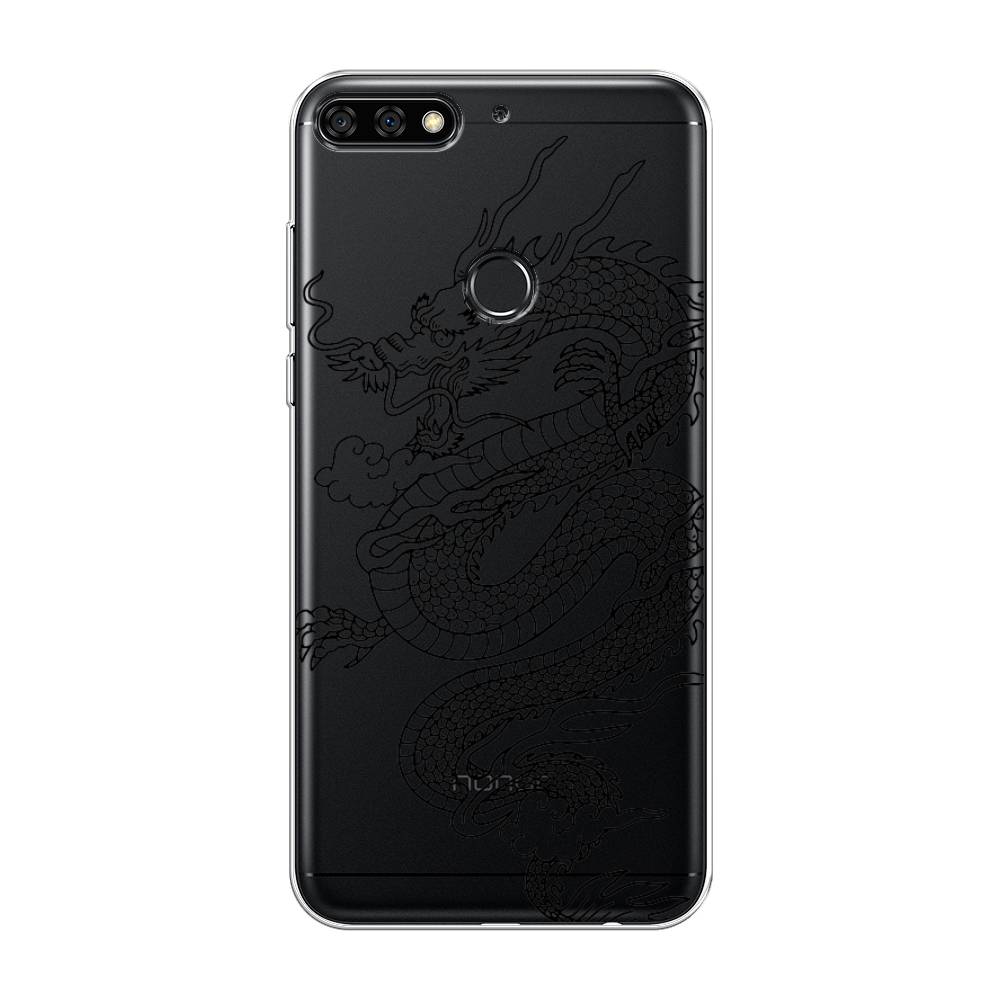 

Чехол на Honor 7C Pro/Huawei Y7 Prime 2018/Nova 2 Lite "Большой китайский дракон", Черный;серый, 65550-1