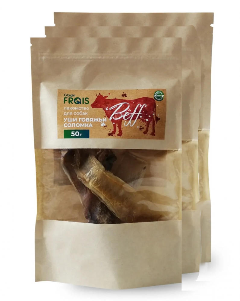 Лакомство для собак FRAIS, соломка, говядина, 3 шт по 50г