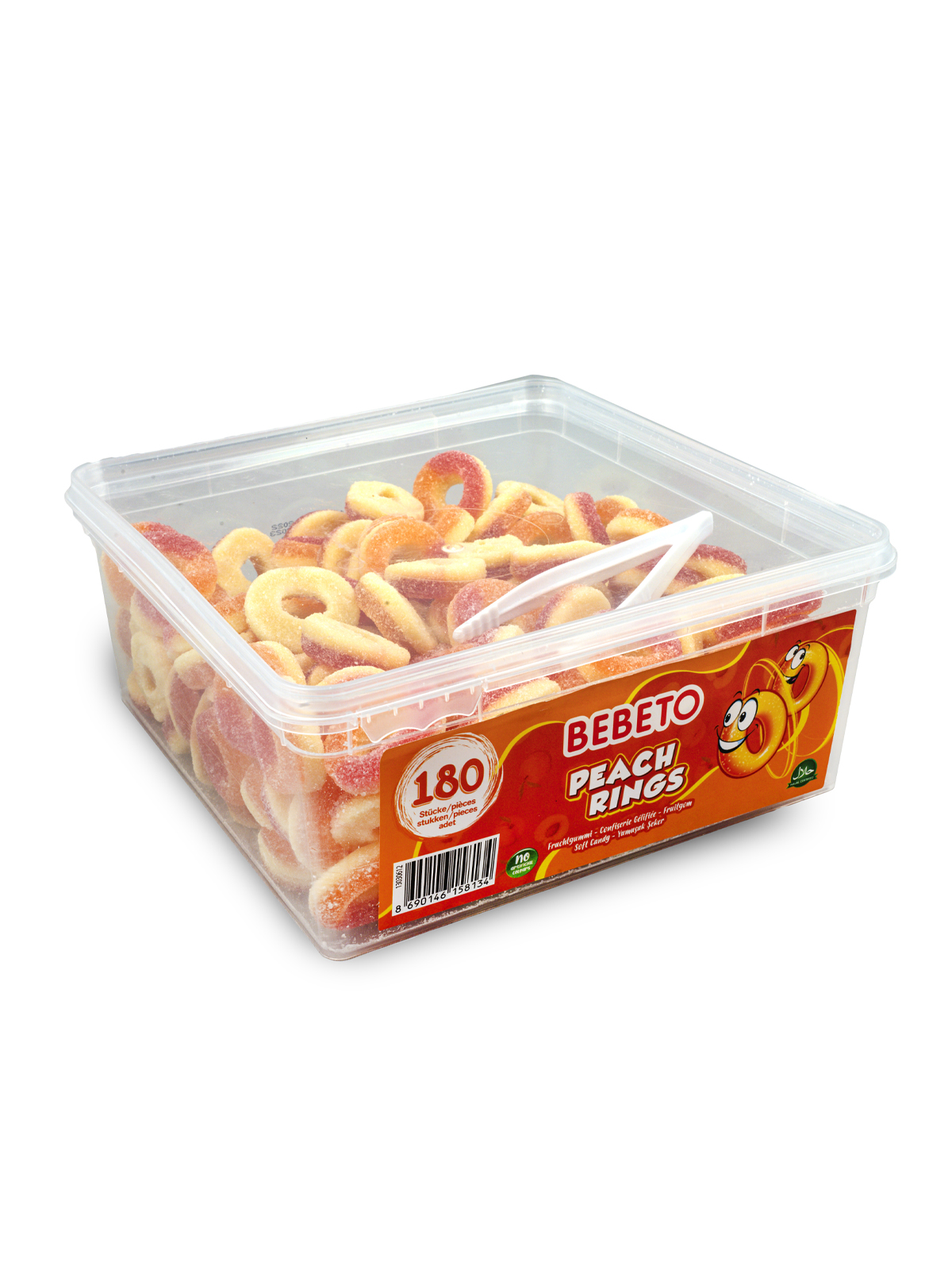 

Мармелад жевательный BEBETO Peach Rings 1080г, Мармелад жевательный Bebeto Peach Rings 1080г