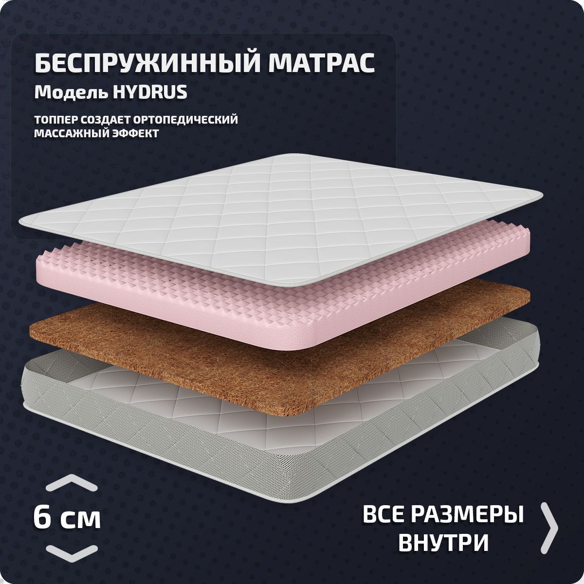 

Матрас Piterson Starline Hydrus 110x186, Белый, Hydrus