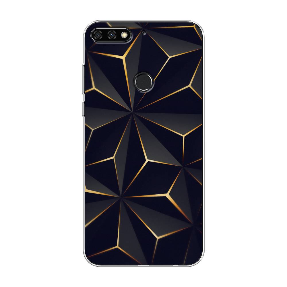 

Чехол на Huawei Y7 Prime 2018/Nova 2 Lite/Honor 7C Pro "Черные полигоны", Золотистый;черный, 66450-3