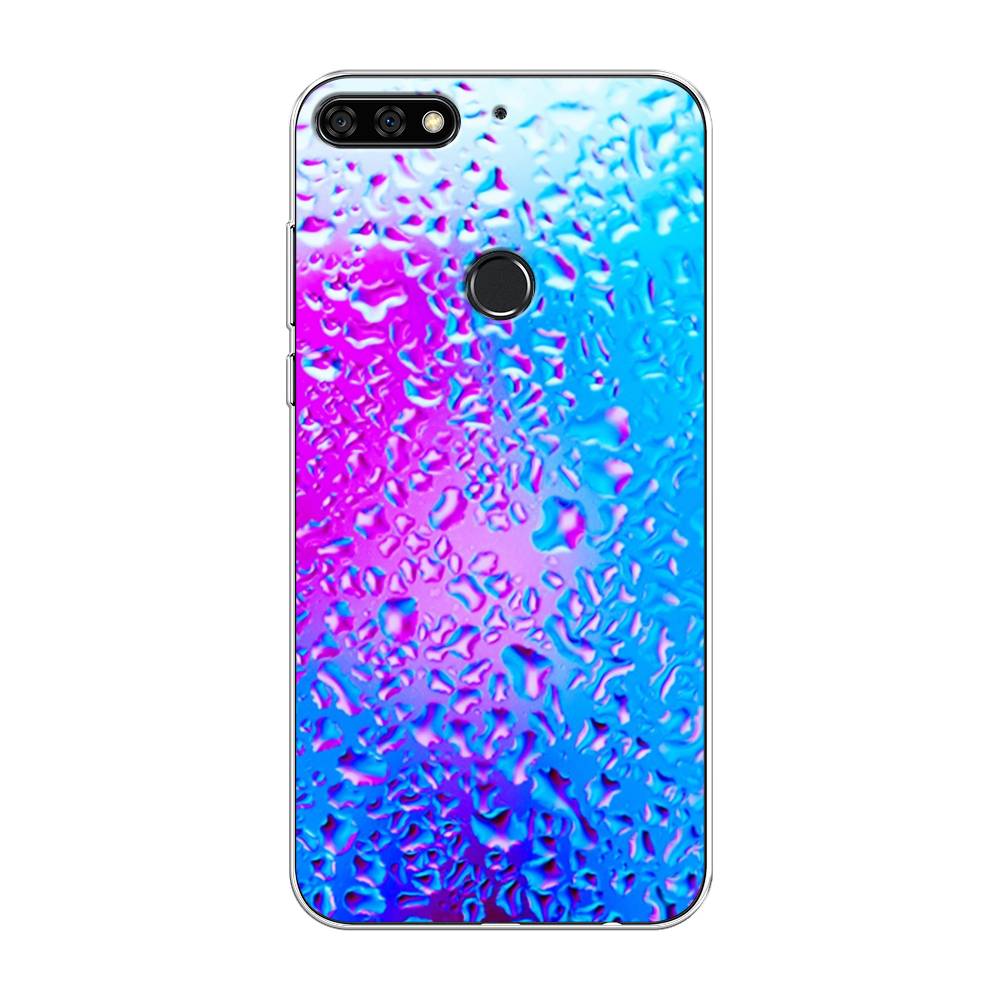

Чехол на Huawei Y7 Prime 2018/Nova 2 Lite/Honor 7C Pro "Капли на стекле", Голубой;розовый, 66450-3