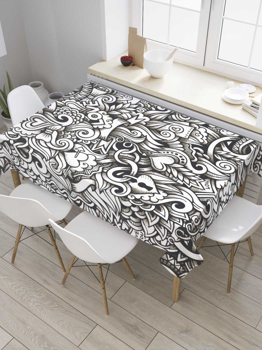 

Скатерть прямоугольная JoyArty "Любовная абстракция" из сатена, 120x145 см, Серый, Любовная абстракция