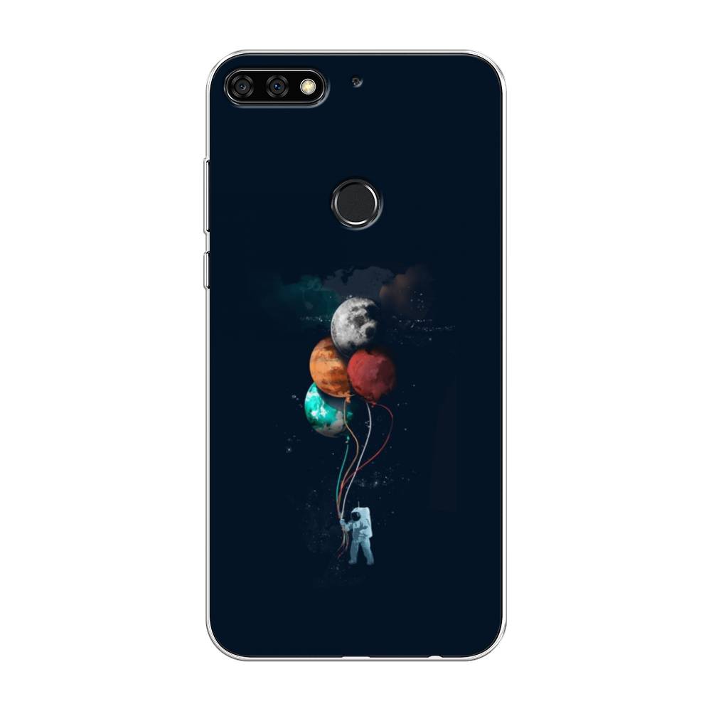 

Чехол на Huawei Y7 Prime 2018/Nova 2 Lite/Honor 7C Pro "Космонавт с шариками", Разноцветный, 66450-4
