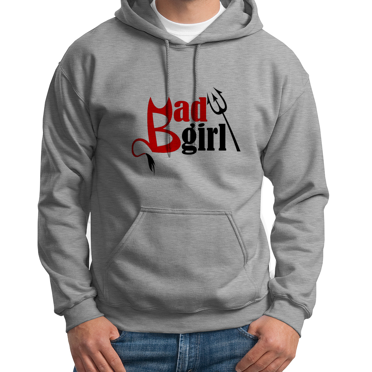 

Худи унисекс CoolPodarok Bad girl плохая девочка серое 46 RU, Серый, S0114136