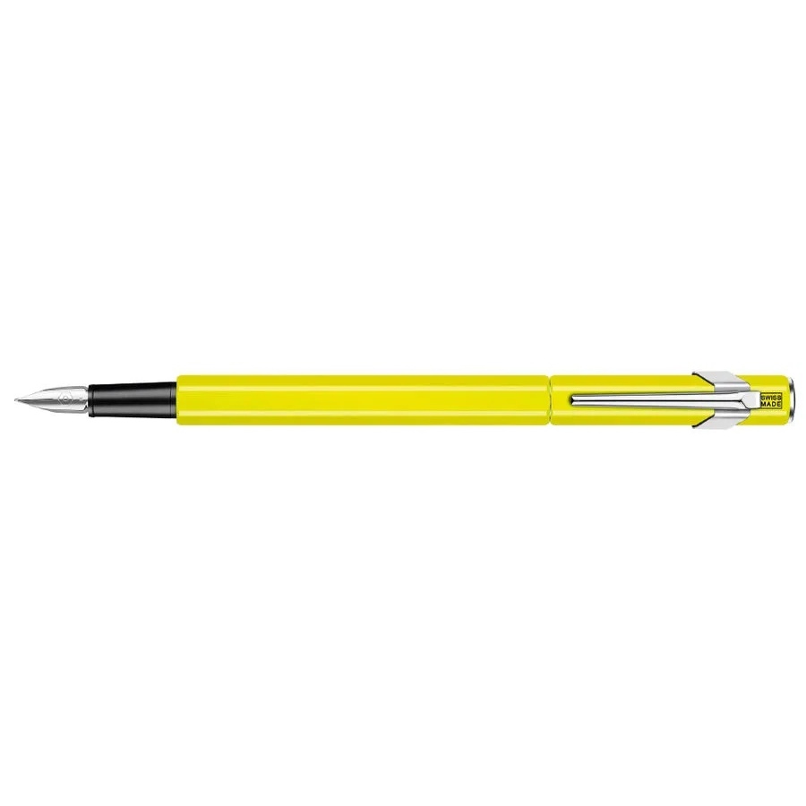 Ручка перьевая Carandache Office 849 Fluo желтый корп., нерж. сталь, F, подарочная коробка