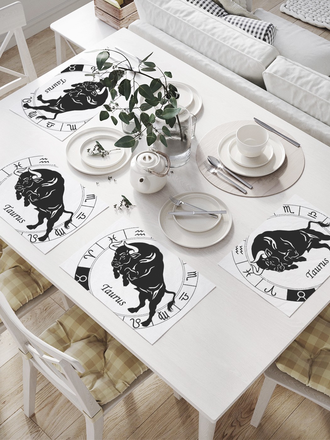 

Комплект салфеток JoyArty "Телец в гороскопе" для сервировки стола (32х46 см, 4 шт.), Телец в гороскопе