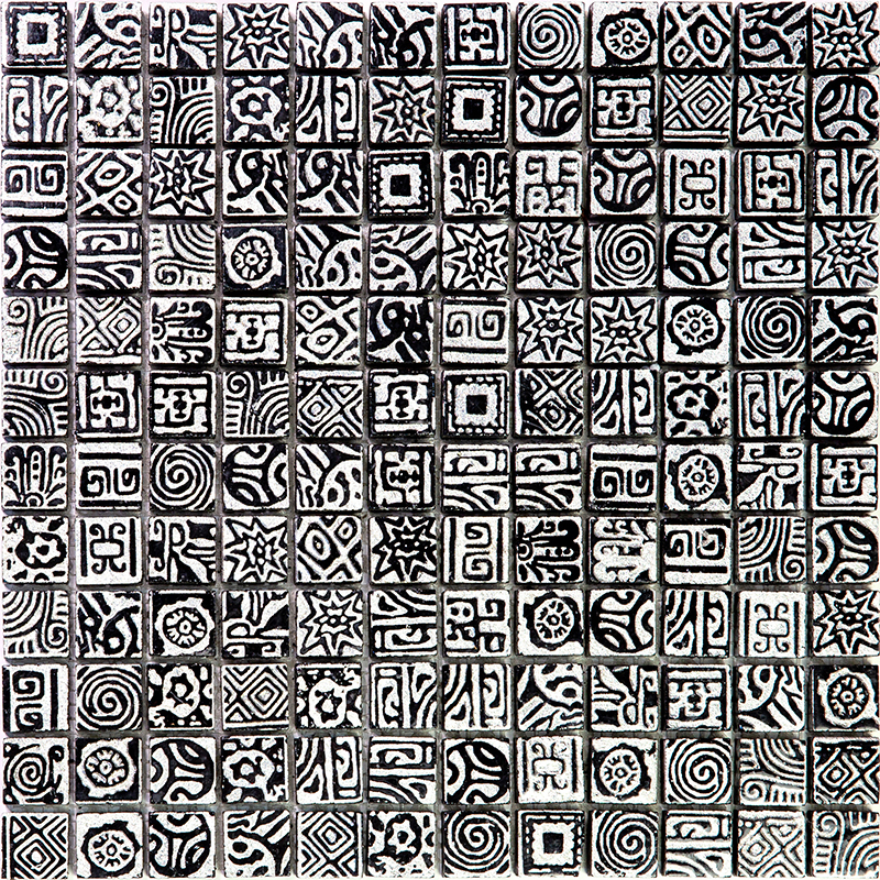 фото Мозаика итальянская мрамор skalini ethniс черный серебряный квадрат eth-2