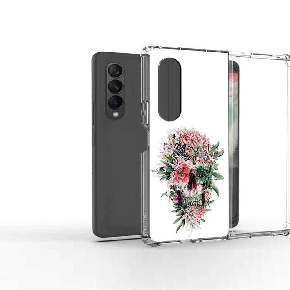 

Чехол MyPads Tocco для Samsung Galaxy Z Fold2 череп из цветов, Прозрачный, Tocco
