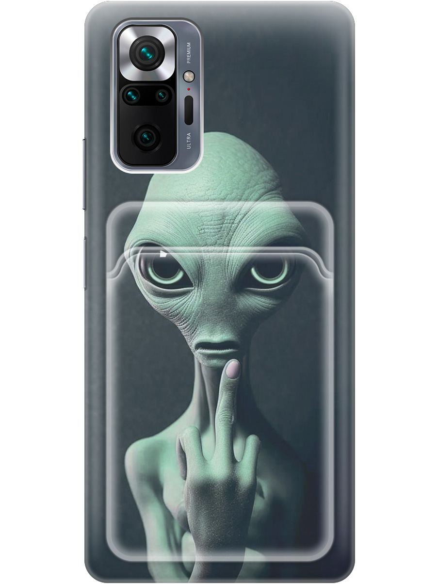 

Силиконовый чехол на Xiaomi Redmi Note 10 Pro с рисунком "Инопланетянин", Зеленый;синий;черный, 20012070