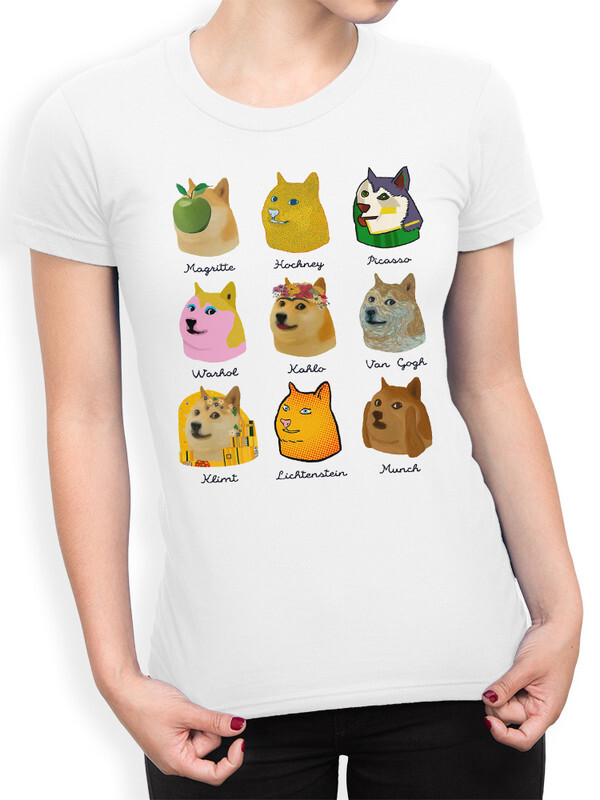 

Футболка женская Design Heroes Мемная Собака Doge - Ван Гог и Фрида Кало белая 2XL, Белый, Мемная Собака Doge - Ван Гог и Фрида Кало