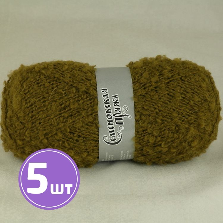 

Пряжа Семеновская Curly 1437 зеленый янтарь 5 шт по 100 г, Хаки