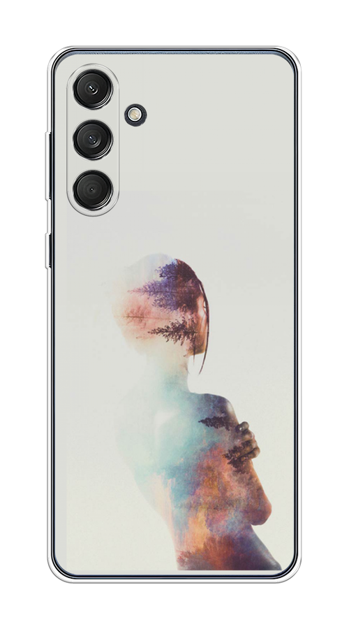 

Чехол на Samsung Galaxy M55 "Девушка-лес", Розовый;голубой;серый, 2109650-1