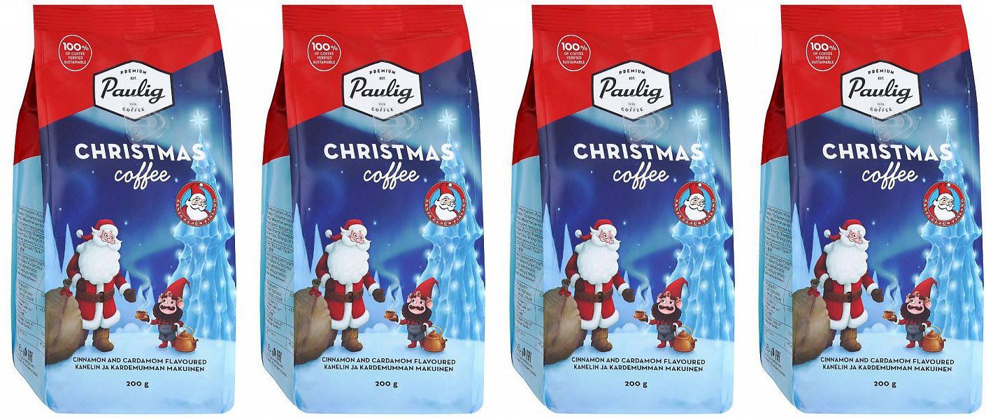 

Кофе молотый Paulig Christmas Coffee Арабика с корицей и кардамоном, 200 г х 4 шт, Coffee Christmas-4