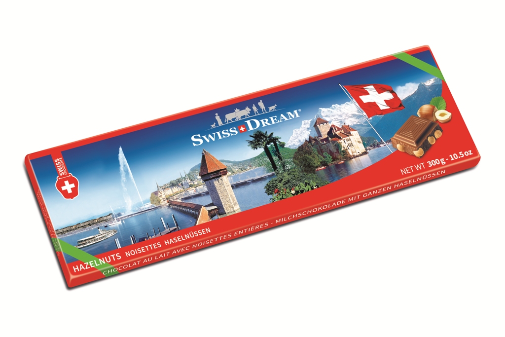 

Швейцарский молочный шоколад "Швейцарский стандарт" с цельным фундуком, 300 г
