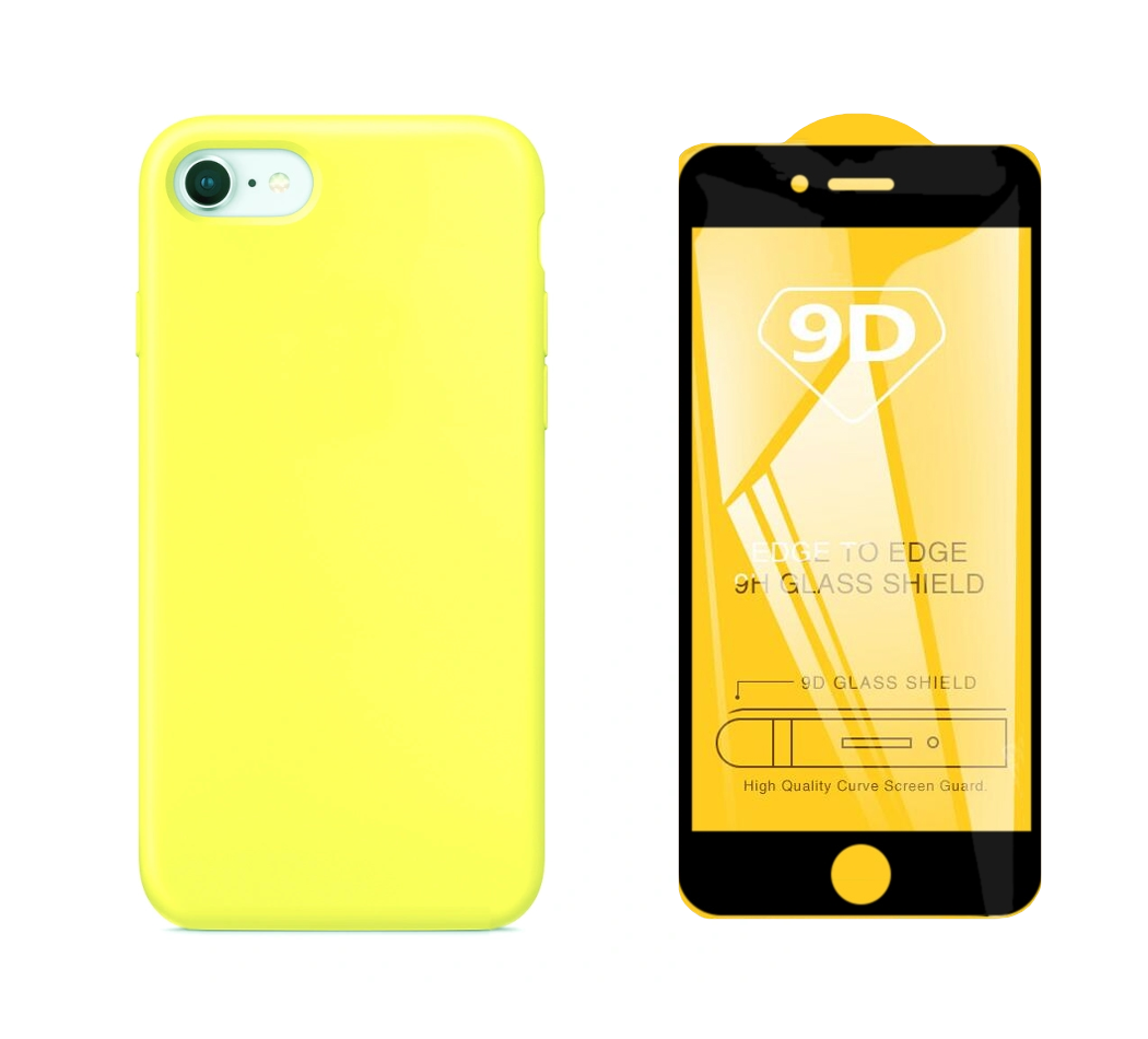 фото Чехол с защитным стеклом qvatra для iphone 8 желтый