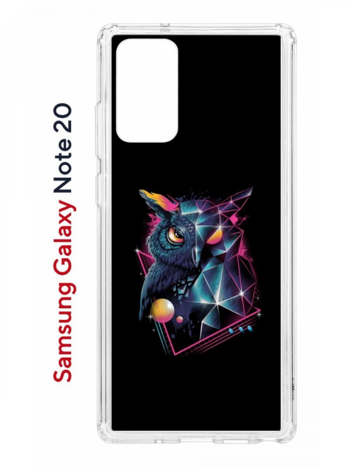 фото Чехол на samsung galaxy note 20 kruche print retro owl,противоударный бампер,защита камеры кruче