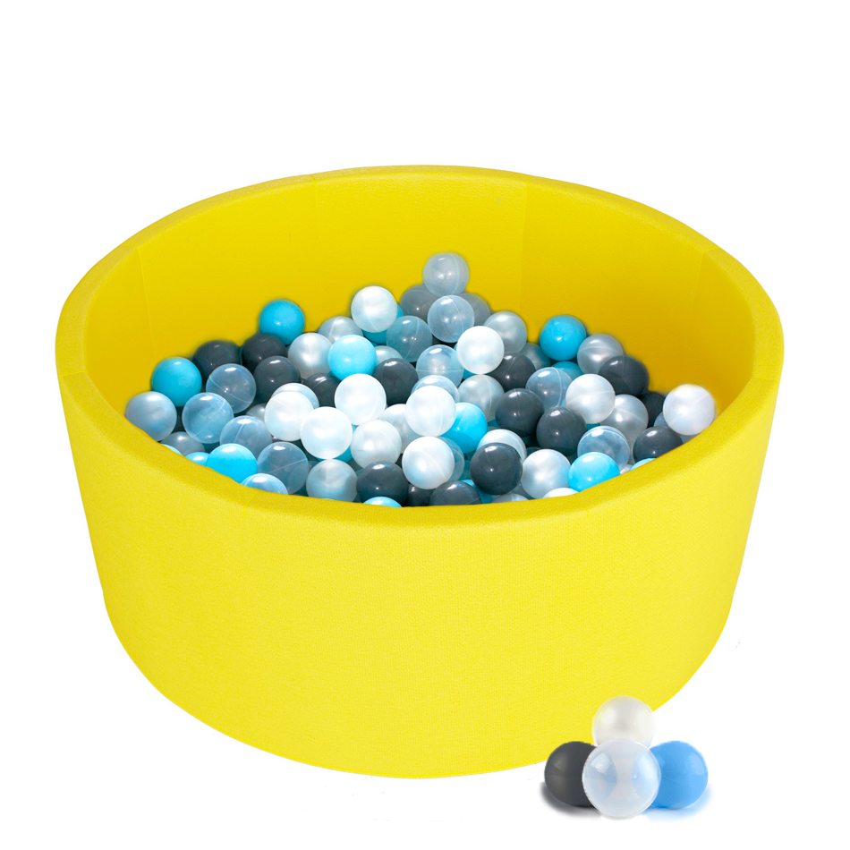 Сухой бассейн Kampfer Pretty Bubble Желтый + 300 шаров, голубой/серый/жемчужный/прозрачный