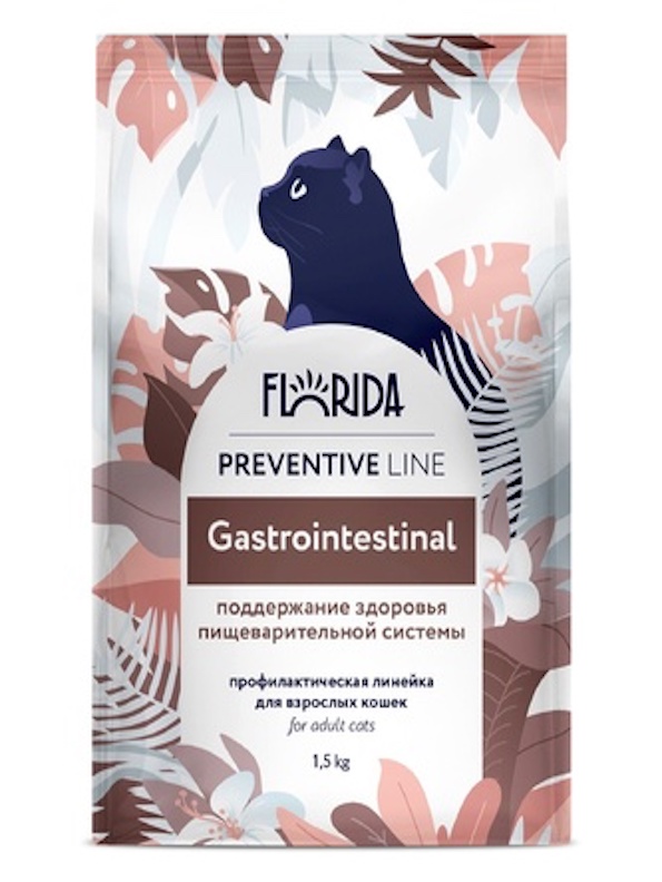 

Сухой корм для кошек FLORIDA профилактический, Preventive Line Gastrointestinal 1,5 кг, поддержание здорового пищеварения