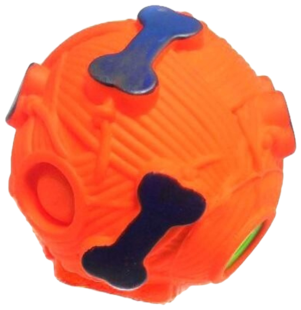 фото Игрушка для собак migliores мячик с отверстием для лакомства 9 см, оранжевый
