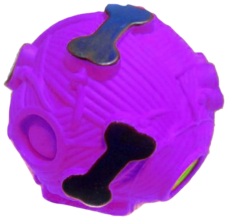 фото Игрушка для собак migliores мячик с отверстием для лакомства 9 см, фиолетовый