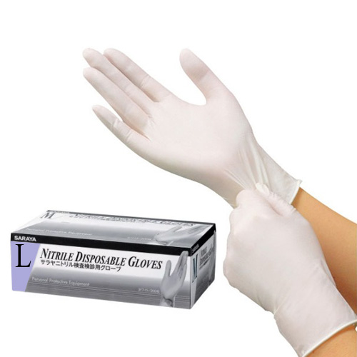 Купить Saraya Нитриловые перчатки неопудренные смотровые белые (200 шт) размер L, 1 уп