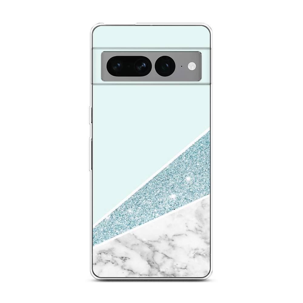 

Чехол Awog на Google Pixel 7 Pro "Мрамор с голубыми блестками", Разноцветный