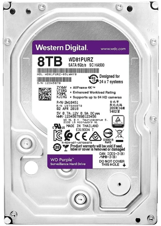 Жесткий диск WD Purple 8ТБ (WD82PURZ)