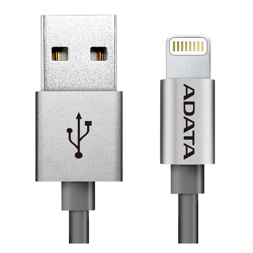 фото Кабель a-data lightning-usb для iphone, ipad, ipod 1м, металлический, titanium adata