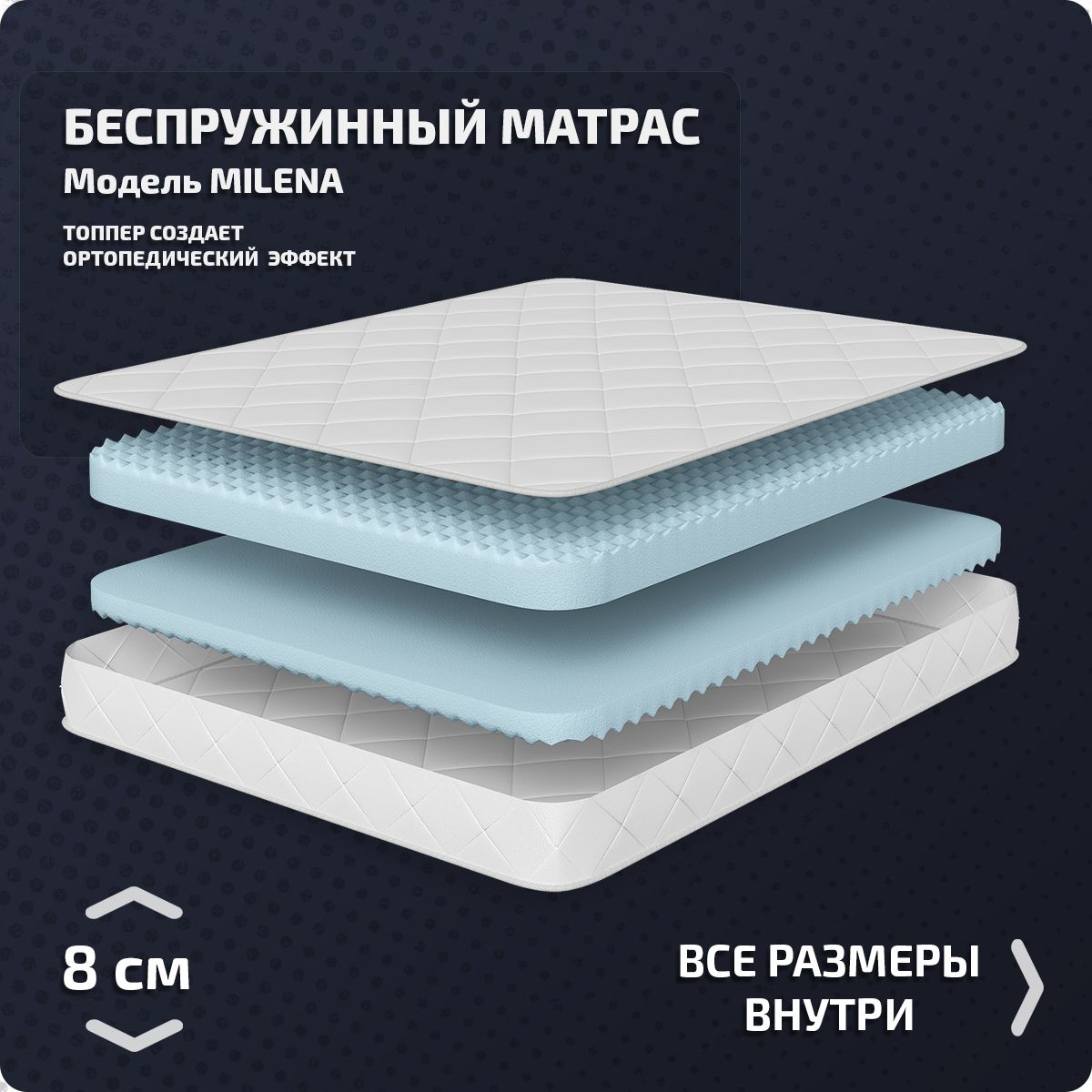 

Матрас Piterson Milena 130x190, Белый, Milena