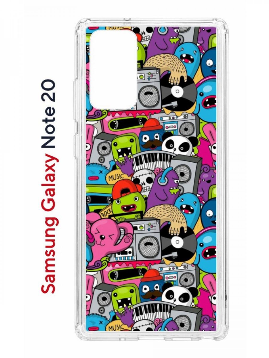 фото Чехол на samsung galaxy note 20 kruche print monsters music,противоударный бампер кruче