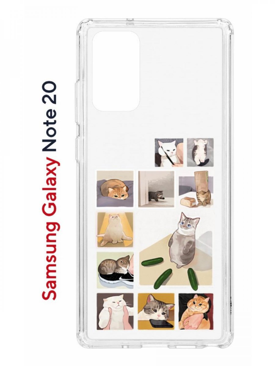 Чехол на Samsung Galaxy Note 20 Kruche Print Коты-Мемы,противоударный бампер,защита камеры