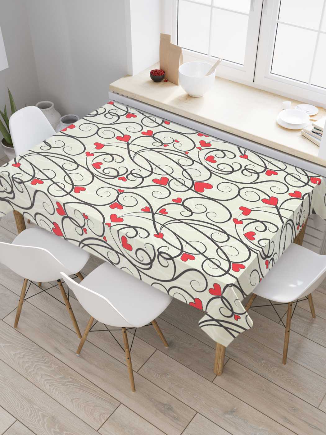 

Скатерть прямоугольная JoyArty "Растущая любовь" из оксфорда, 180x145 см, Белый, Растущая любовь