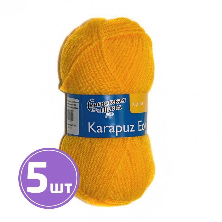 

Пряжа Семеновская Karapuz Eco 216 канарейка 5 шт по 50 г, Желтый
