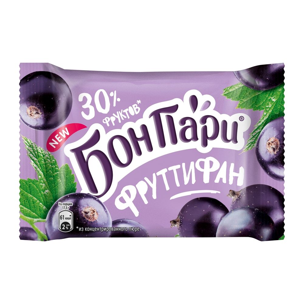 

Мармелад Бон Пари ФруттиФан с черной смородиной с фруктовым пюре 42 г