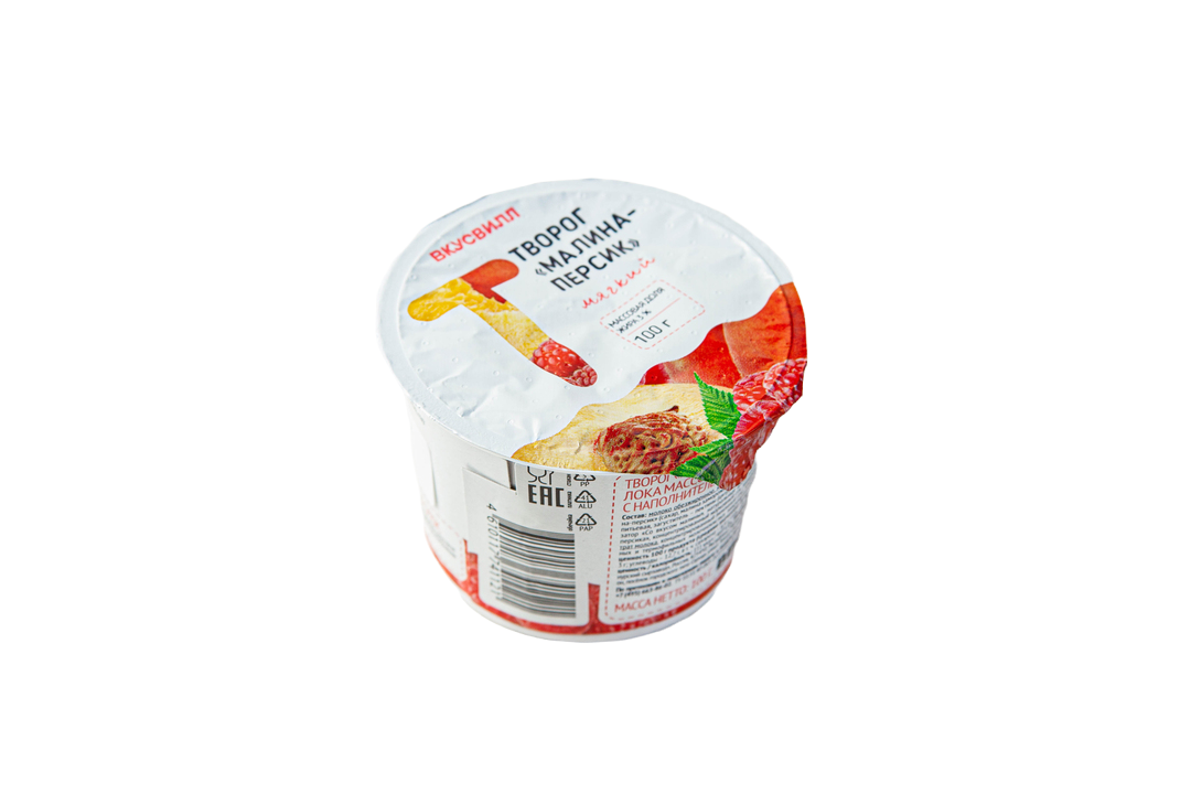 

Творог мягкий ВкусВилл малина-персик 3% БЗМЖ 100 г