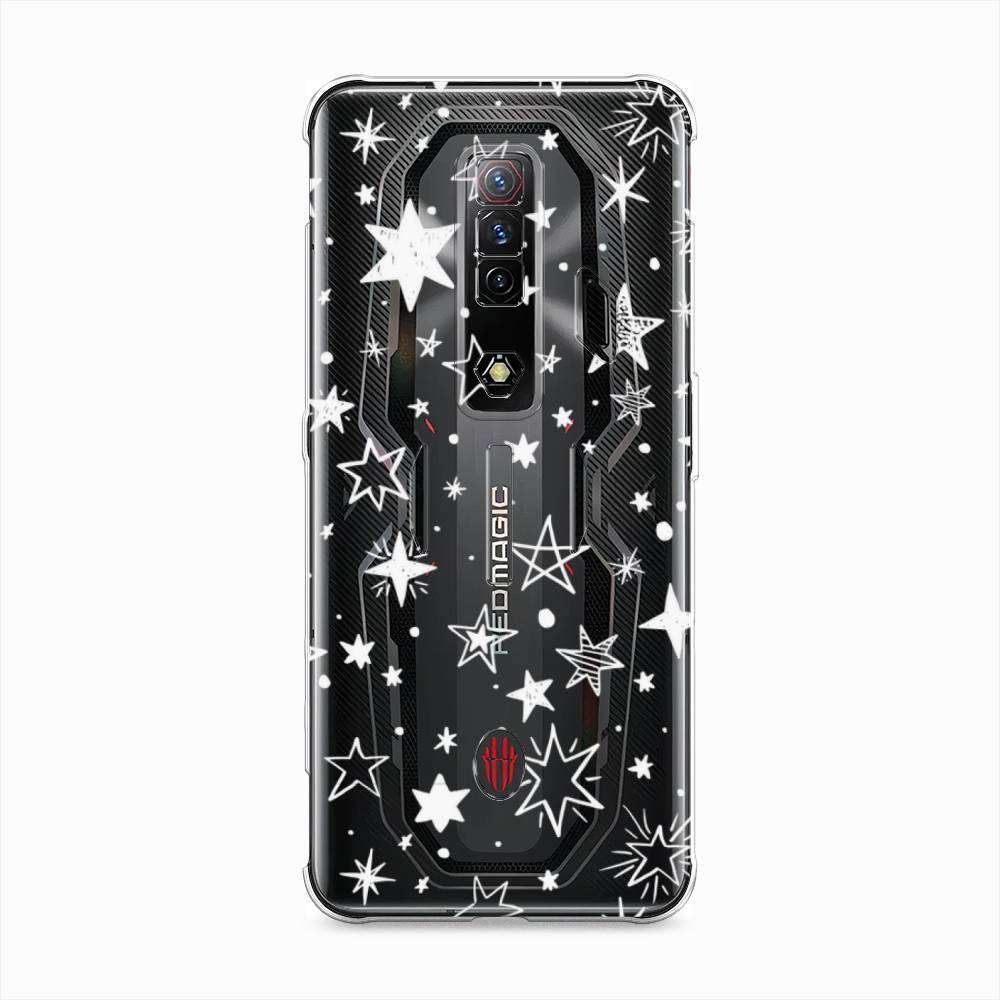 

Чехол Awog на ZTE Nubia Red Magic 7S / ЗТЕ Нубия Ред Мэдж "Звездочки графика белая", Белый;прозрачный, 136350-7