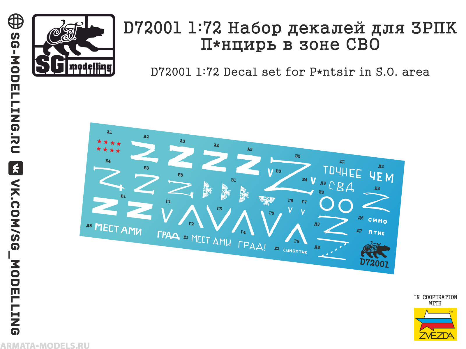 D72001 Набор декалей для ЗРПК Пнцирь в зоне СВО