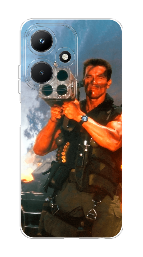 

Чехол на Infinix Hot 30i "Арнольд Шварцнеггер с базукой", Голубой;коричневый, 3104150-6