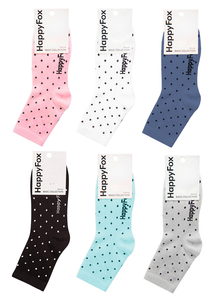 

Носки детские HappyFox HFET3001NB, горошек цветной, 35-38, Белый;розовый;голубой, HFET3001NB