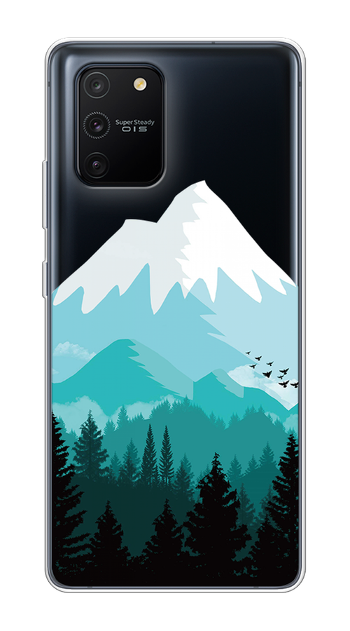 

Чехол на Samsung Galaxy A91 "Синяя снежная гора", Белый;голубой, 29950-2