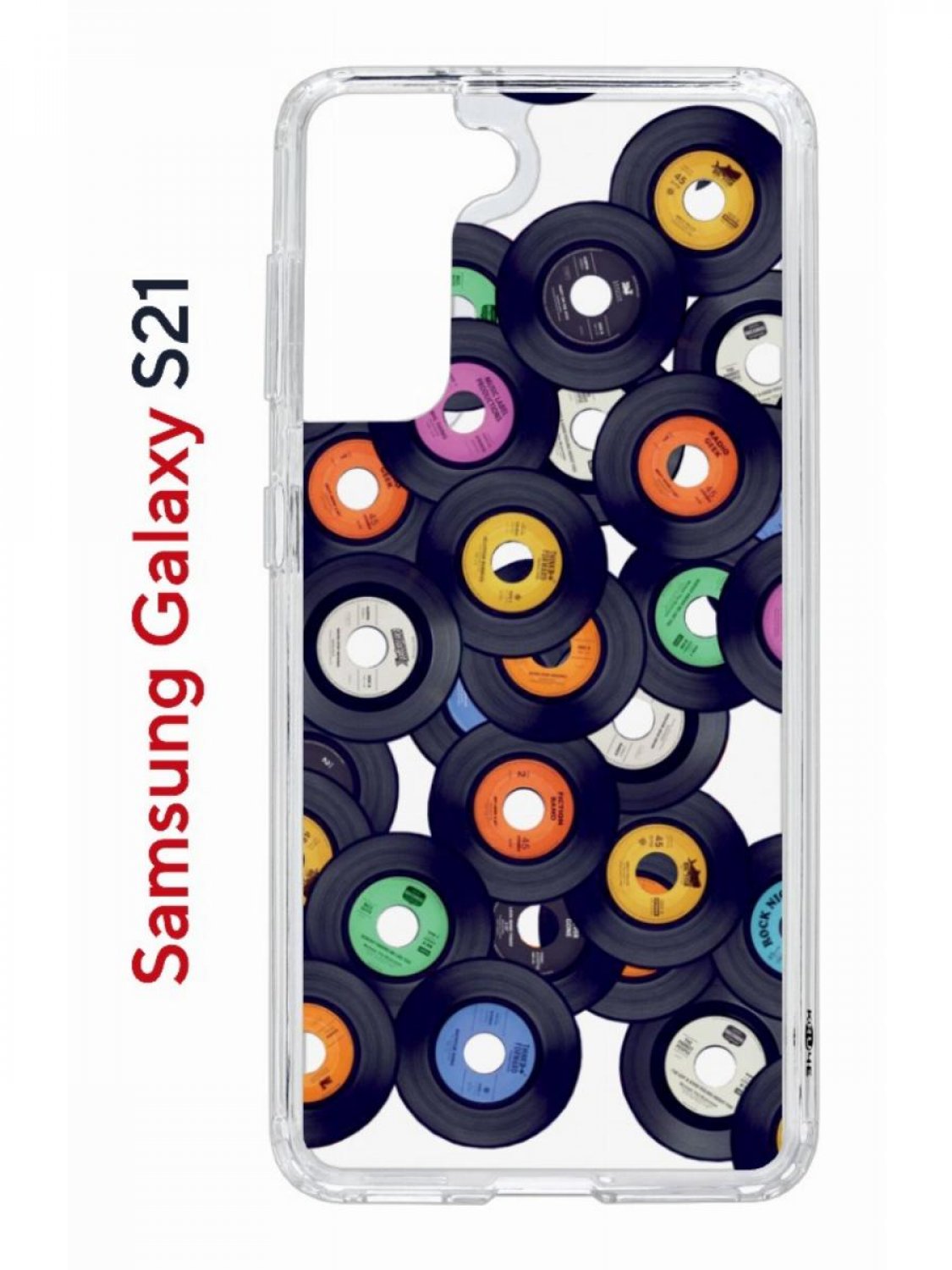 Чехол на Samsung S21 Kruche Print Виниловые пластинки,противоударный бампер с принтом