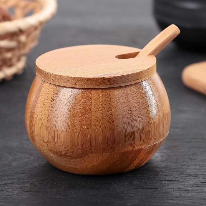 

Сахарница Полосы, 130 мл, 8,5x7 см, с ложкой, Коричневый