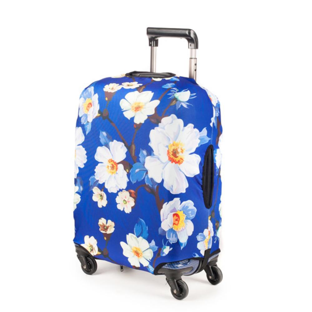 Чехол для чемодана 4 ROADS Roa белые цветы на синем L