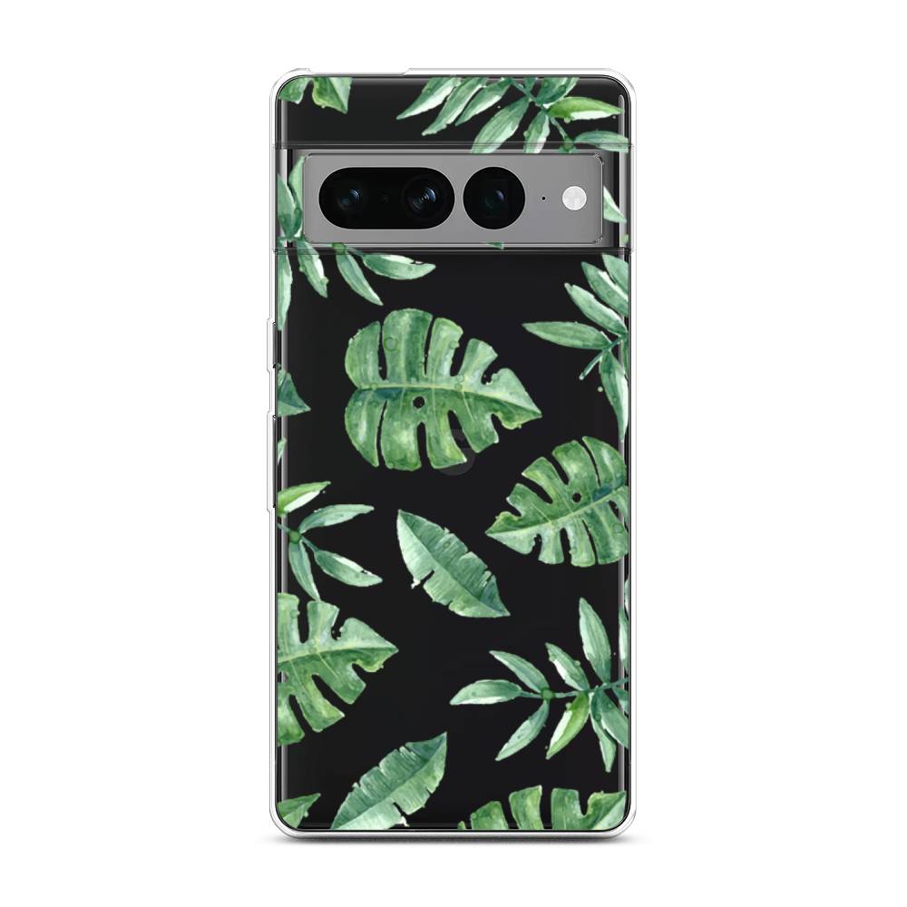 

Чехол Awog на Google Pixel 7 Pro "Нарисованные пальмовые листья", Зеленый;прозрачный
