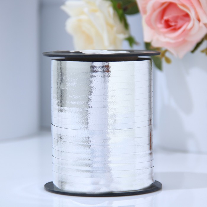 

Лента для декора и подарков 0,5 см х 250 м, серебряная