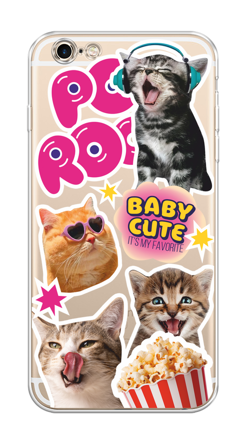 

Чехол на Apple iPhone 6 Plus/6S Plus "Popcorn cats", Серый;коричневый;розовый, 10550-1